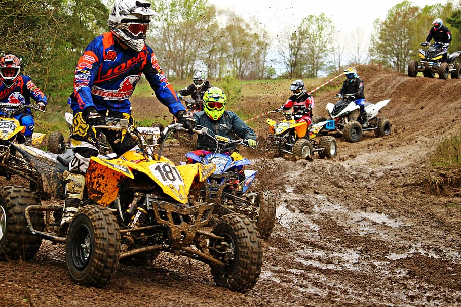 Quad, Mud, Race, Enduro, Atv, Motocross, motocross ride, racing, HD wallpaper