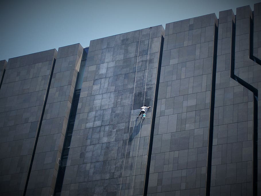 window cleaner, wall, hauswand, work, building exterior, architecture HD wallpaper