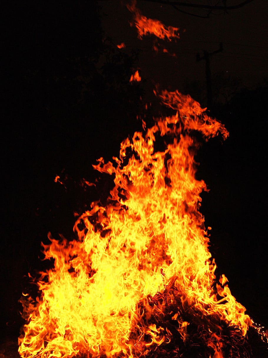 night, dark, yellow, fire, background, blaze, blazing, bonfire HD wallpaper