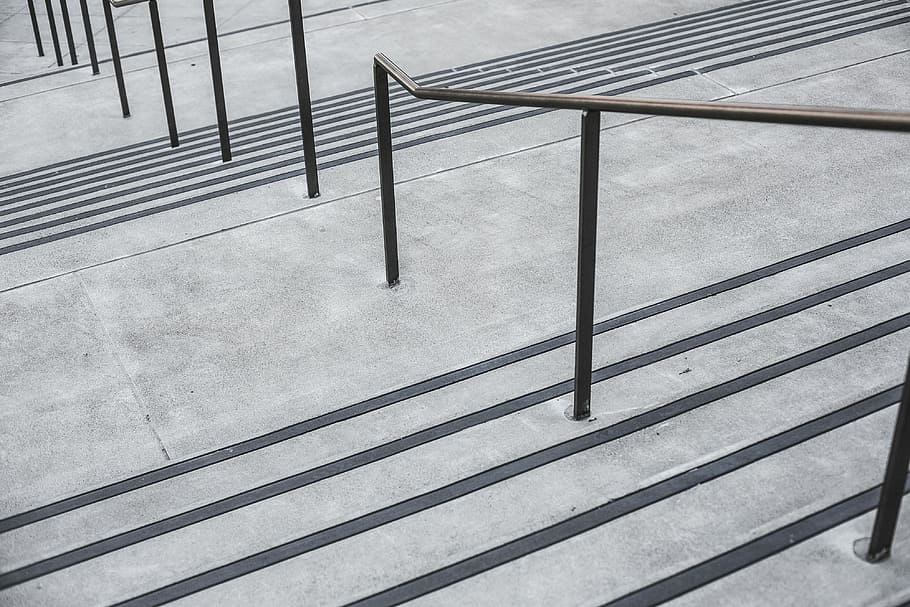 Clean Minimalistic Concrete Stairs, architecture, black and white