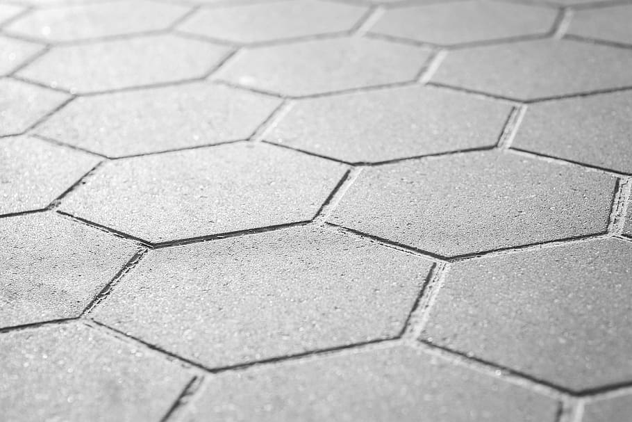 grey sidewalk, geometric, background, concrete, pavement, hexagon HD wallpaper