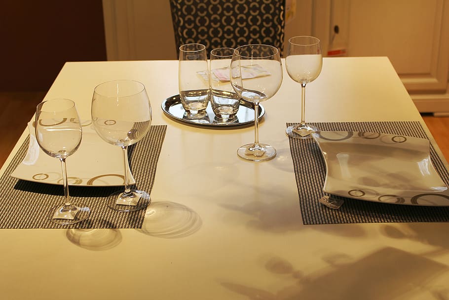 dining table, cover, glasses, facilities, decoration, wineglass HD wallpaper