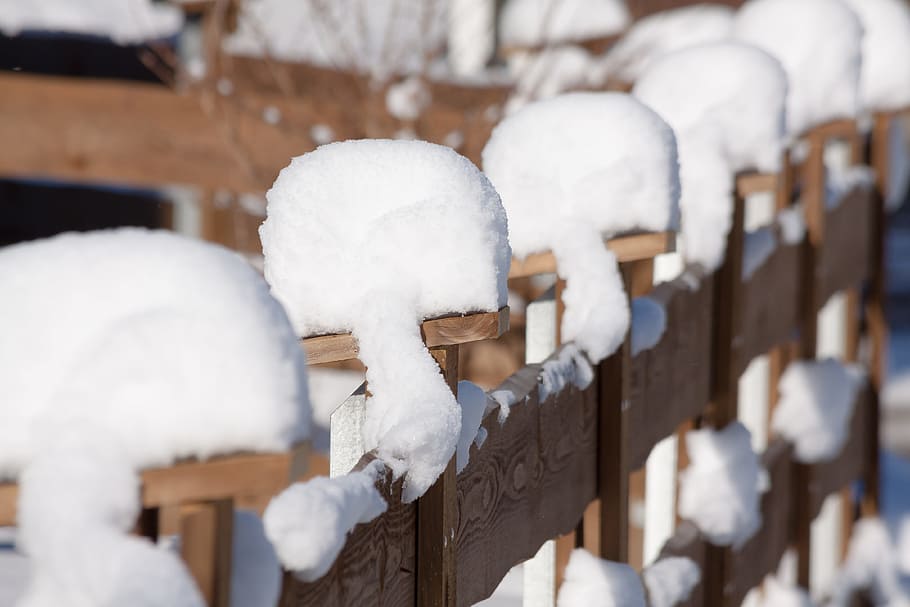 fence, snow, winter, cold, icy, snowy, snow cover, wood fence HD wallpaper