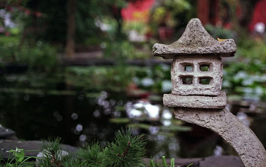 pagoda, stone, lantern, architecture, buddhist, religious, sky HD wallpaper