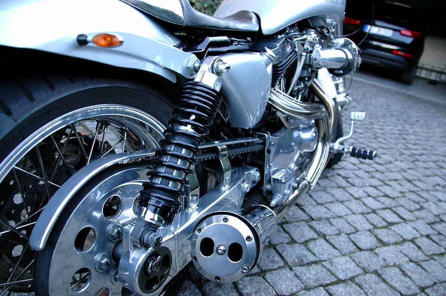 harley davidson, motorcycle, conversion, chrome, transportation HD wallpaper
