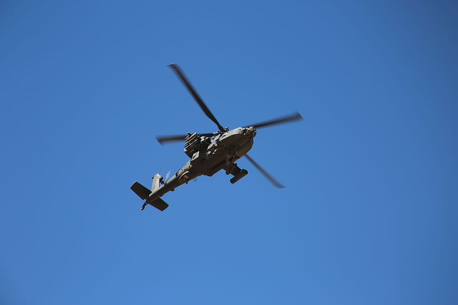 Ah-64D, Apache, Us Army, blue, flying, military, air vehicle