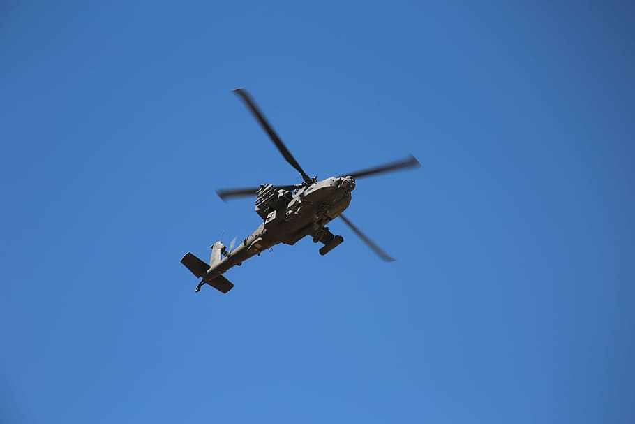 Ah-64D, Apache, Us Army, blue, flying, military, air vehicle HD wallpaper