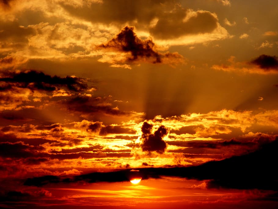 sunset, sky, cloud, twilight, red, cloud - sky, dramatic sky HD wallpaper