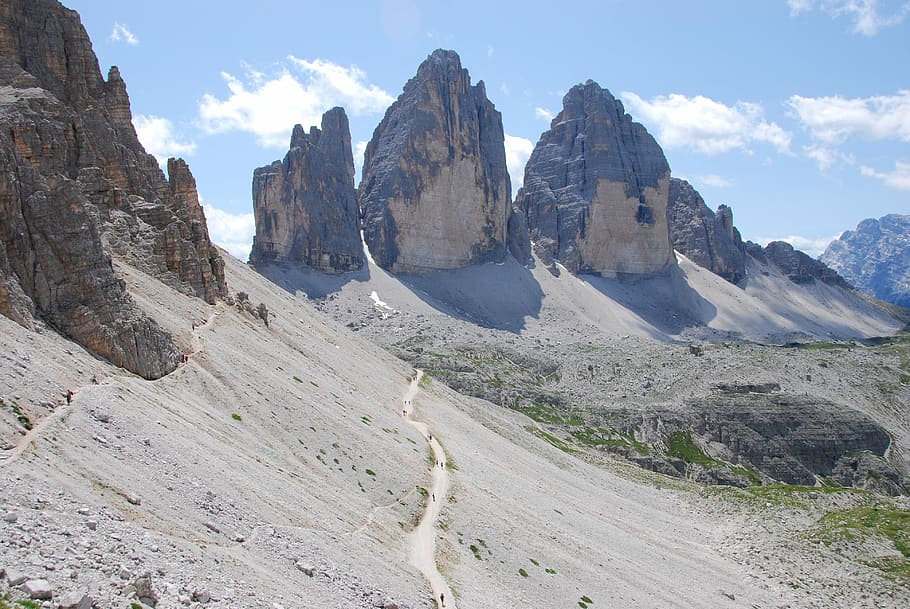 Three Peaks, Mountain, Rock, lavaredo, mountaineering, dolomites HD wallpaper