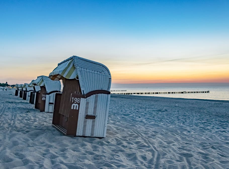 evening, sea, sunset, waters, beach, abendstimmung, romantic HD wallpaper