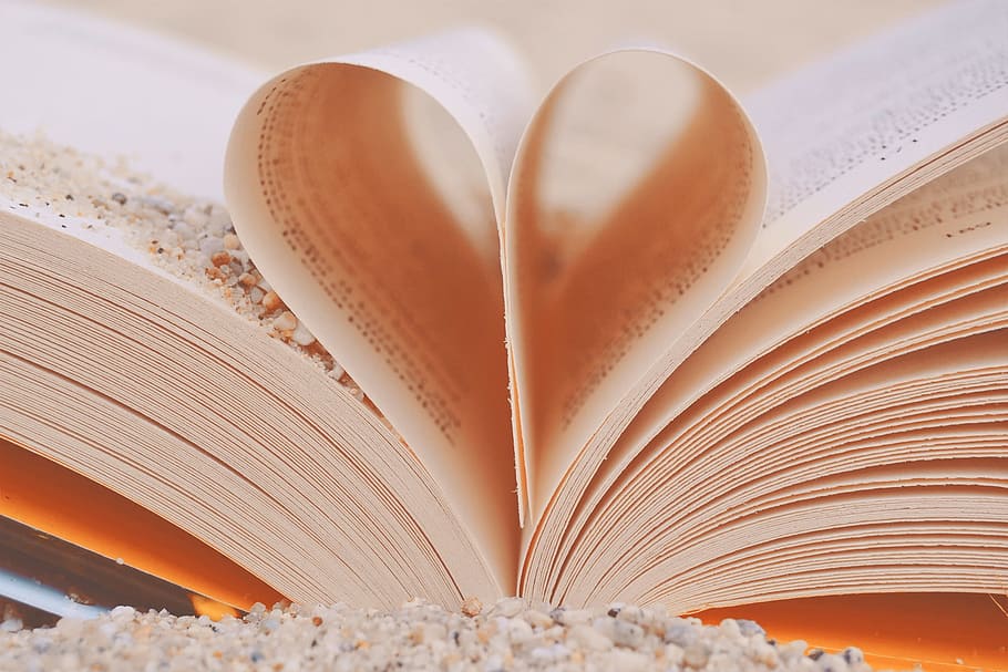 love, heart, rocks, blur, book, close-up, design, focus, pages HD wallpaper