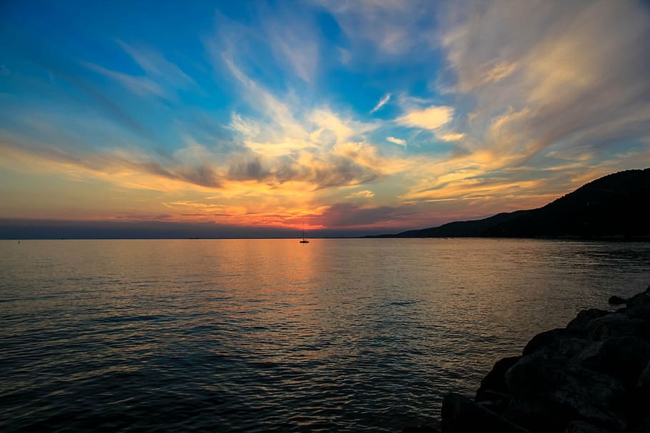 sunset, great, water, sky, scenics - nature, sea, beauty in nature HD wallpaper