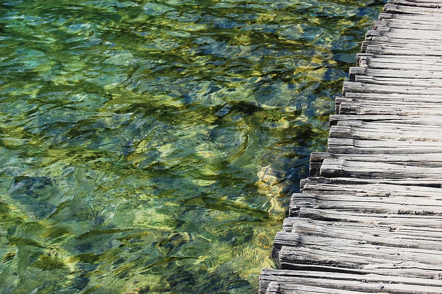 bridge, footbridge, river, wooden bridge, water, nature, the background HD wallpaper