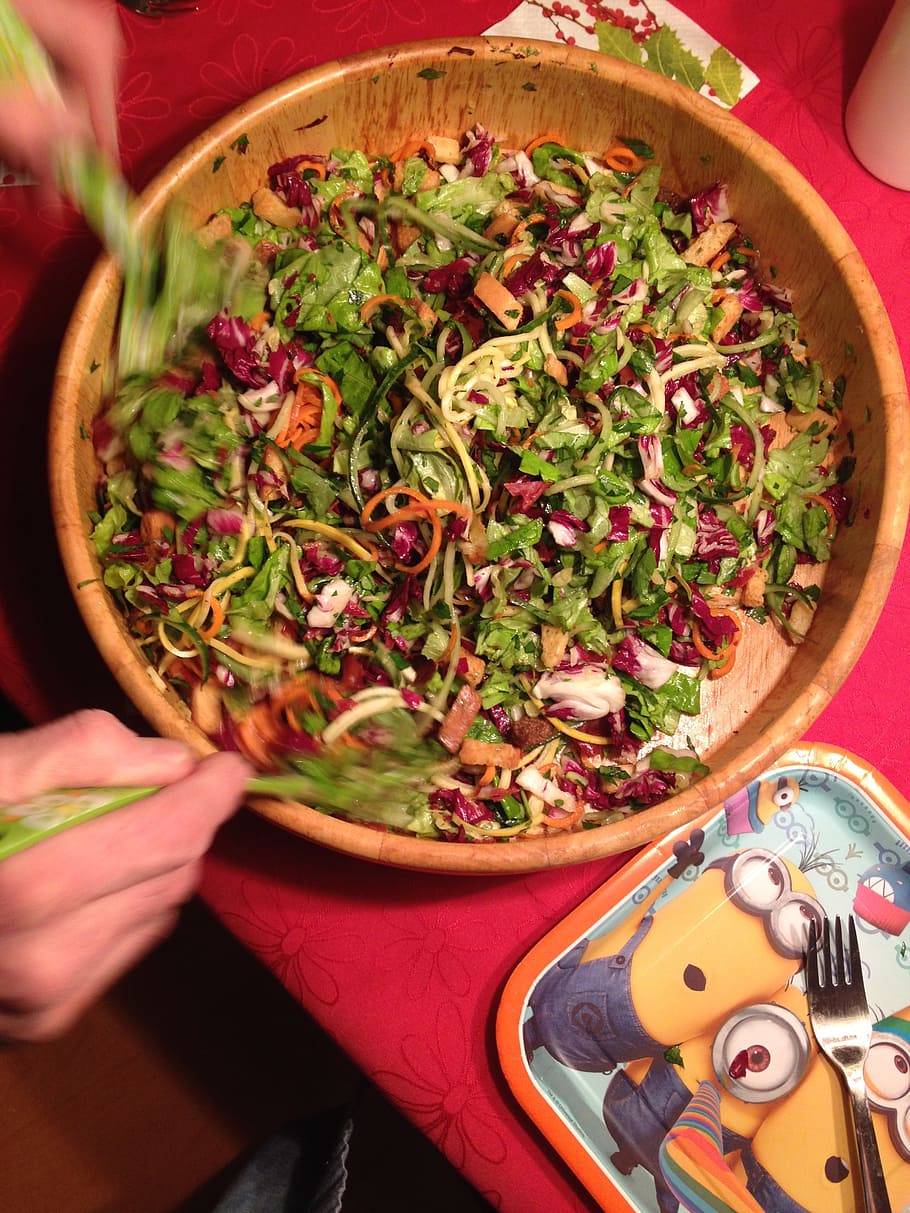 salad, meals, sharing, feast, health, costs, one person, human hand HD wallpaper