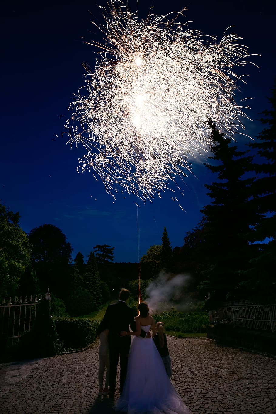fireworks, night, wedding, celebration, event, real people HD wallpaper