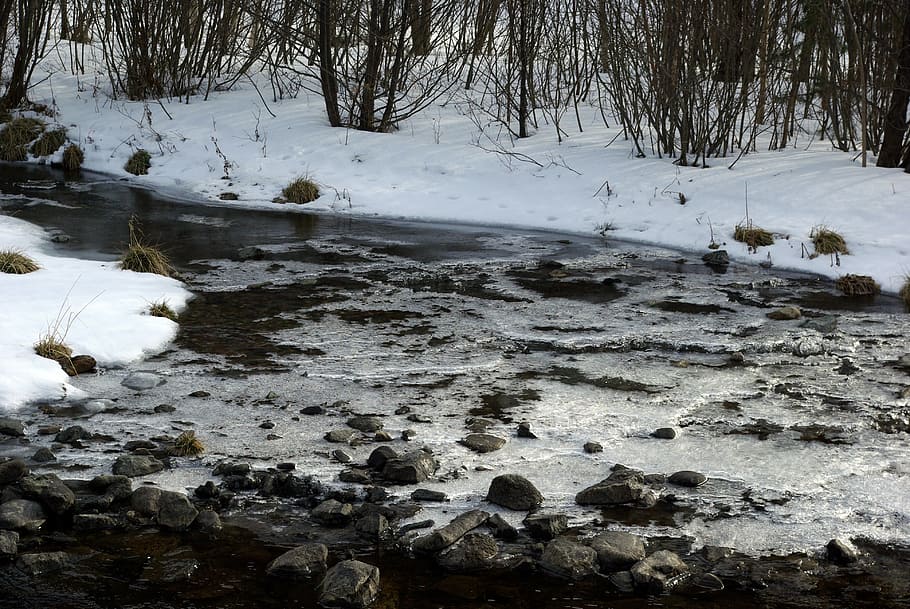 landscape, ice, river, winter, gel, nature, winter landscape HD wallpaper