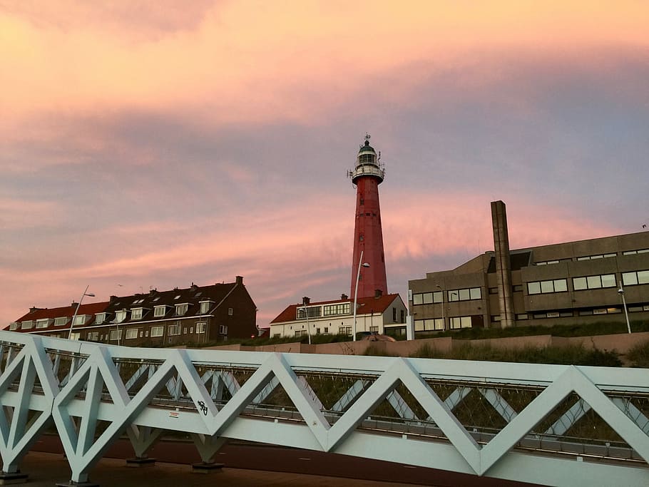 Lighthouse, Evening, Romantic, Idyllic, evening sky, twilight HD wallpaper