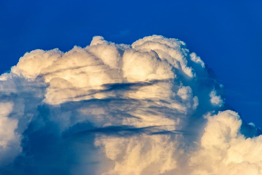 the sky, clouds, storm, dark blue, the clouds, yellow, orange HD wallpaper