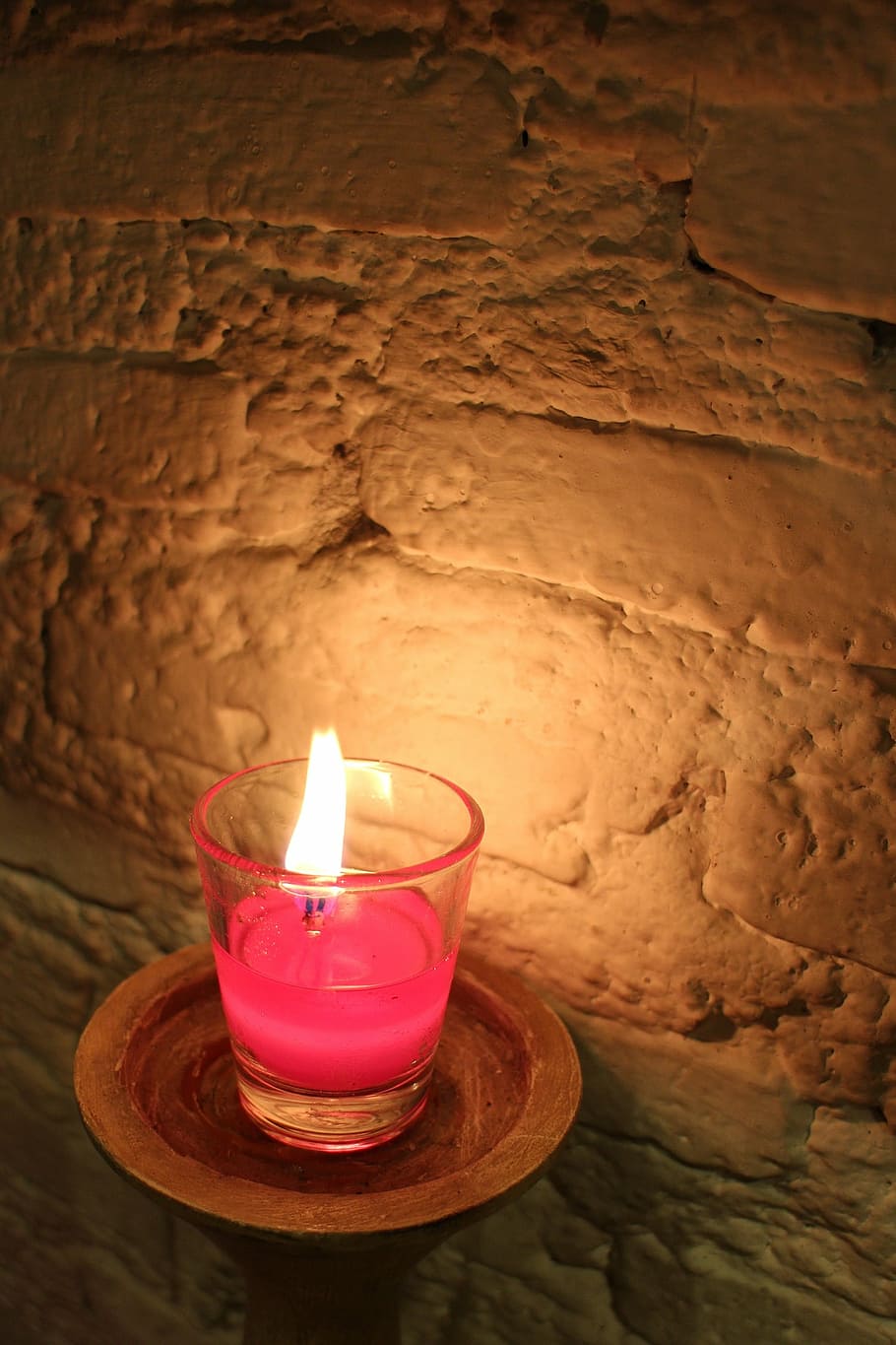 pink candle, light, space wall, fire, decoration, love, romantic HD wallpaper