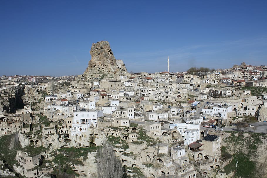 turkey, cappadocia, ortahisar, district, otelleri, castle, old town HD wallpaper
