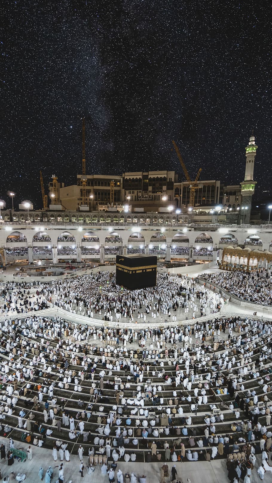 Kaaba praying ground, Grand Mosque of Mecca during nighttime, HD wallpaper