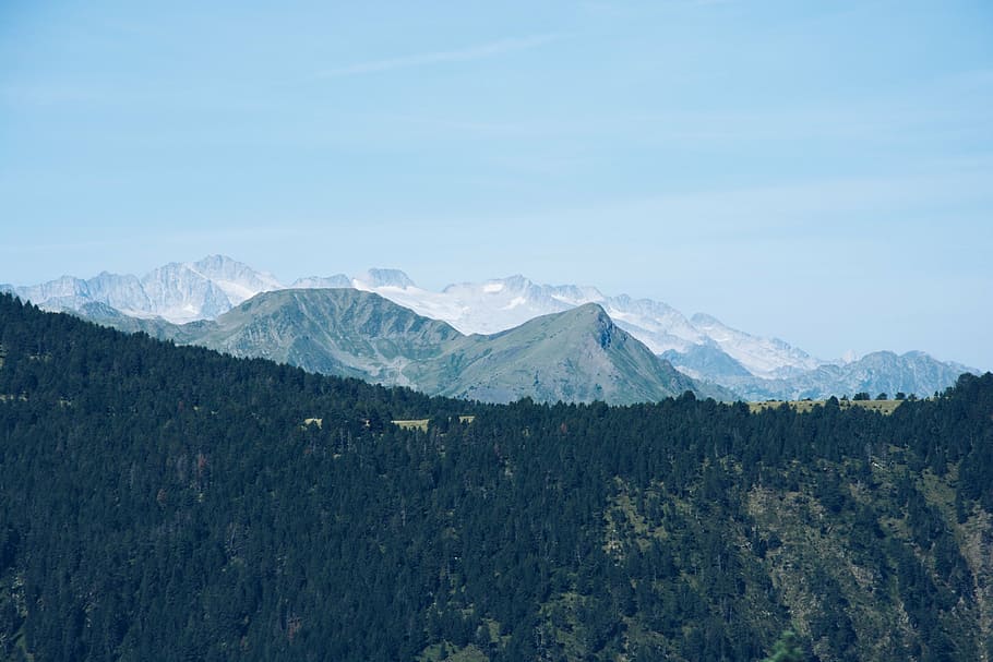 mountain range, landscape, nature, view, peak, scenery, panorama HD wallpaper