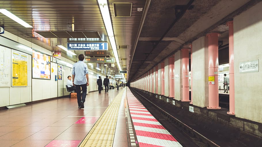 platform, railway, terminal, train station, people, subway Station HD wallpaper