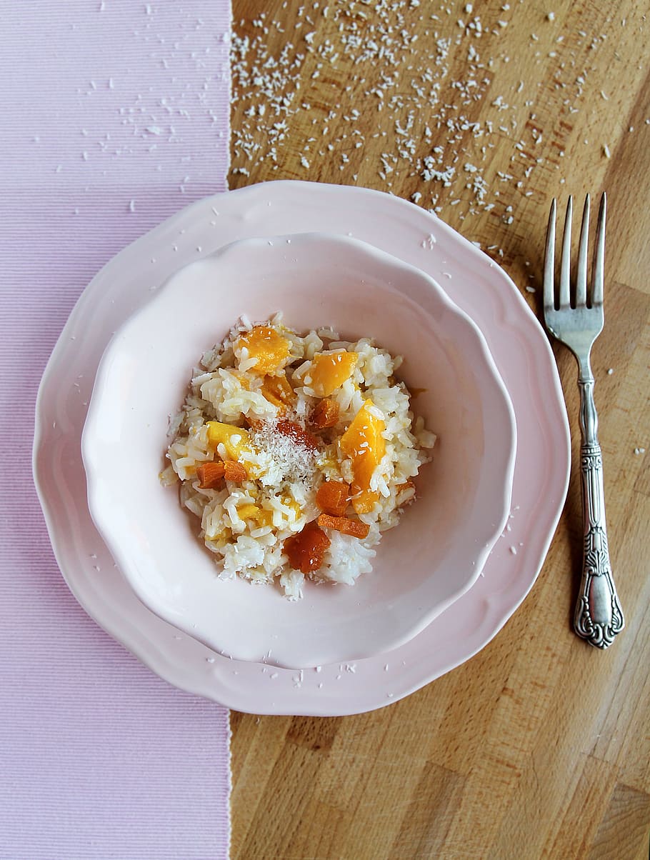 Oatmeal, Coconut, Apricots, Pink, Tasty, healthy, food and drink HD wallpaper