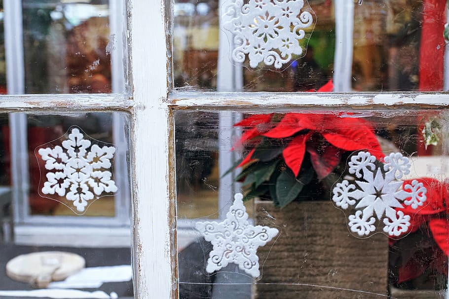 clear glass windopw, window, decoration, christmas, weathered HD wallpaper