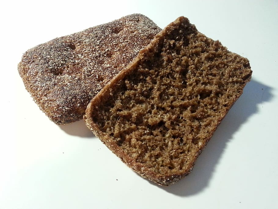 Rye, Bread, Slice, Loaf, Dark, Food, food and drink, white background HD wallpaper