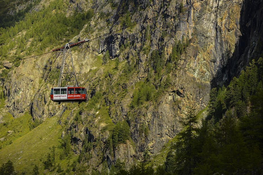 cable car, alpine, swiss alps, zermatt, gondola, nature, mountains, HD wallpaper