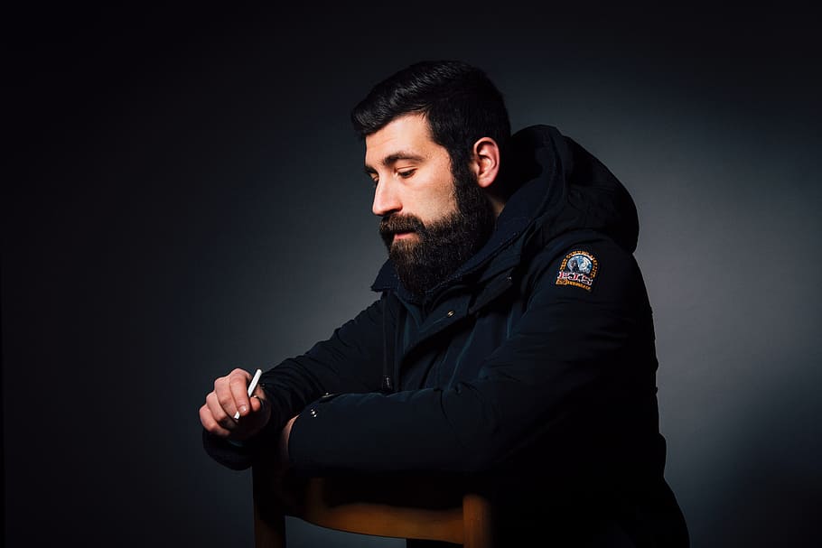 people, man, beard, model, black, facial hair, one person, studio shot HD wallpaper