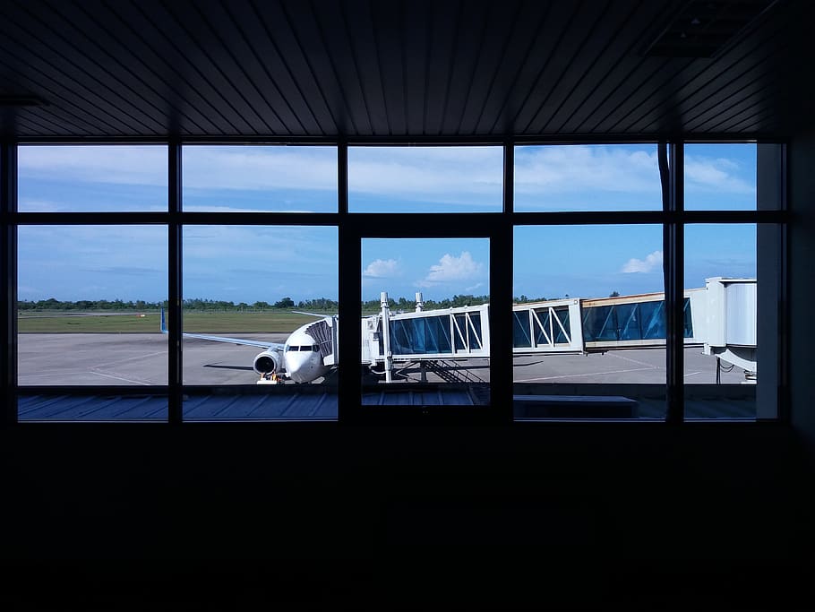 window, indoors, empty, sky, travel, airport, transportation HD wallpaper