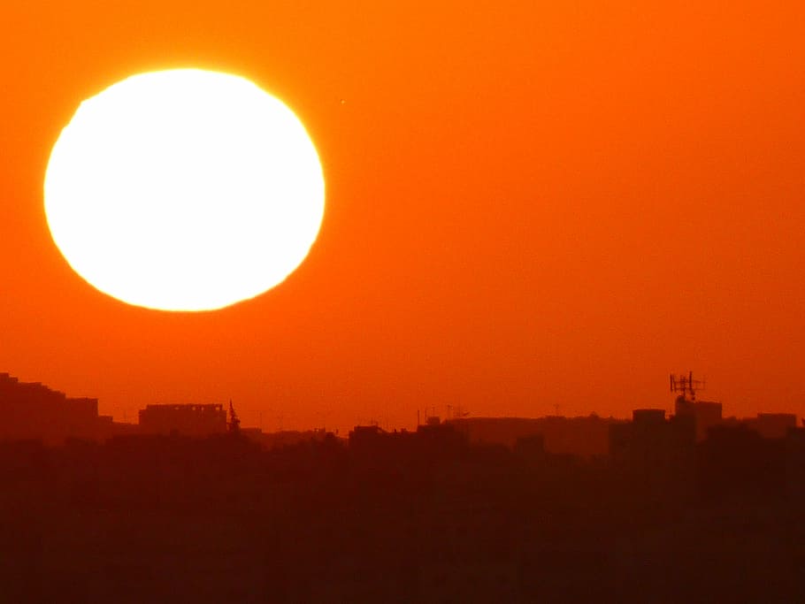 romance, abendstimmung, sun, sunset, embers, red, fireball HD wallpaper