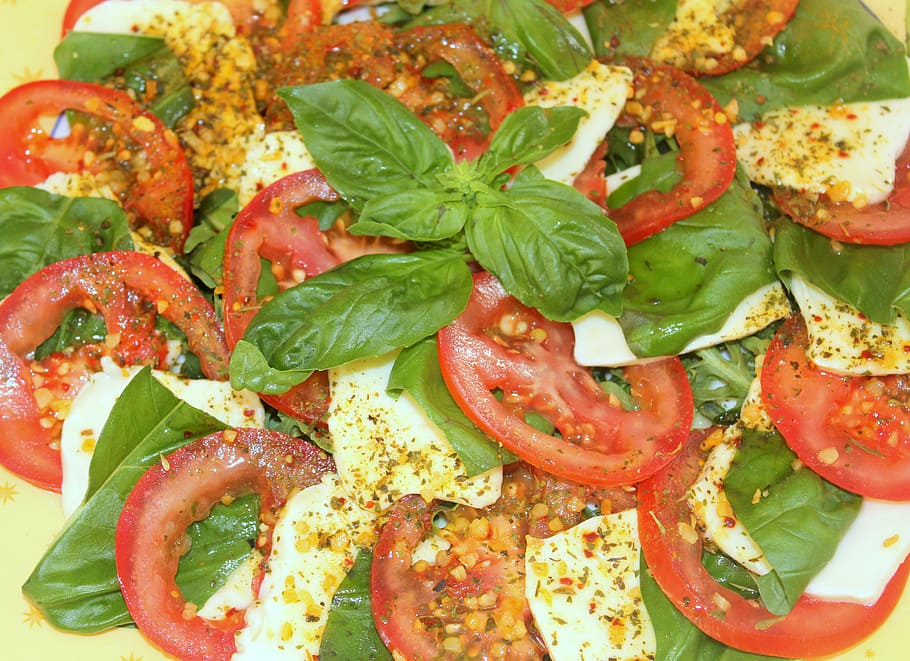 capresse, tomato, mozzarella, basil, food and drink, freshness HD wallpaper