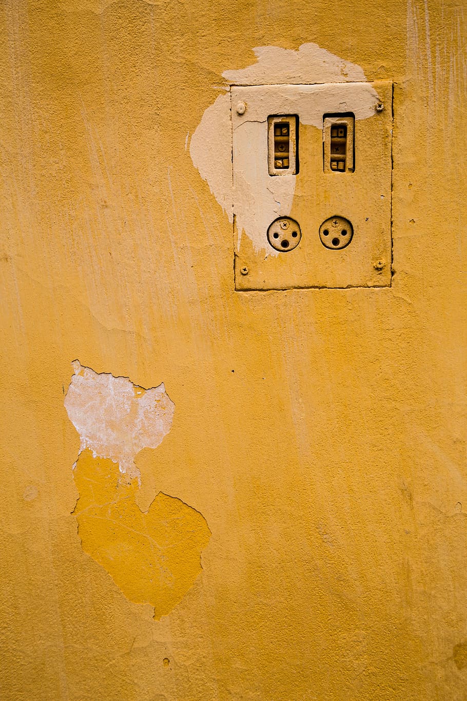 wall, yellow, socket, no people, wall - building feature, old HD wallpaper