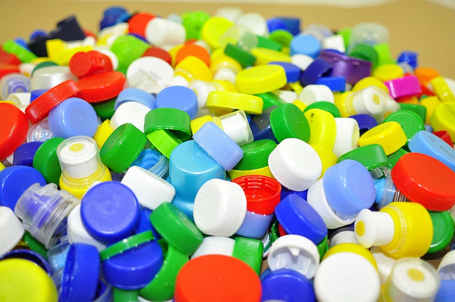 assorted-colored bottle caps, material, recycling, nuts, stack HD wallpaper