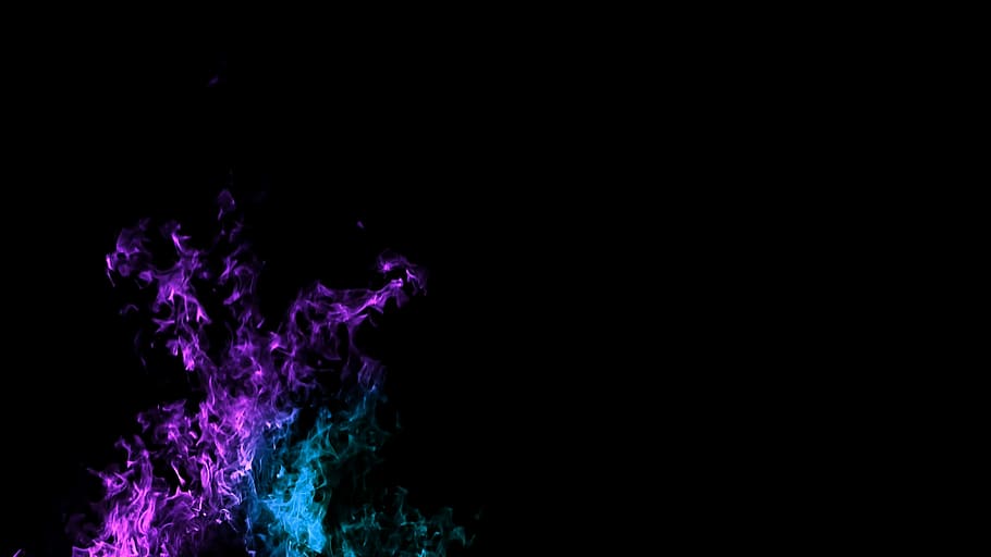 purple and blue smoke 3D wallpaper, black, purple, and blue digital wallpaper HD wallpaper