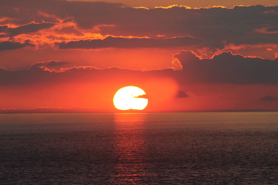 baltic, sea, sunset, clouds, sky, scenics - nature, cloud - sky HD wallpaper