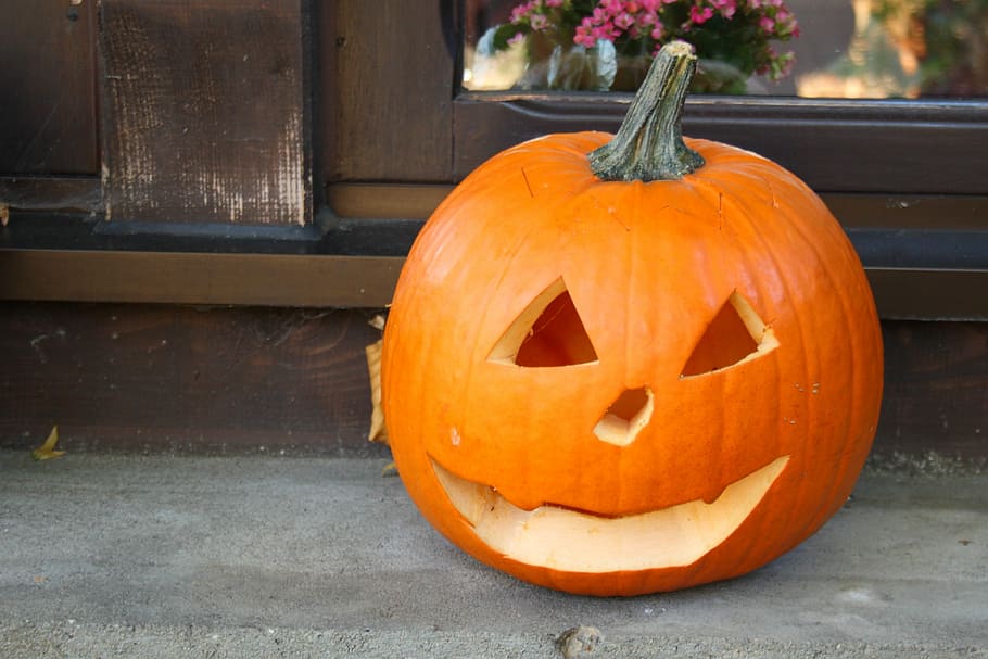 Pumpkin, Halloween, Orange, Face, Autumn, harvest, vegetables HD wallpaper