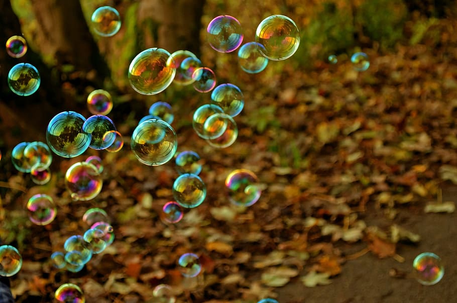 multicolored floating bubbles, fun, colors, game, flight, background HD wallpaper