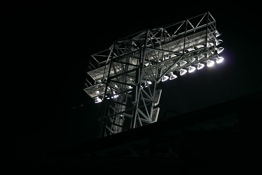 low-angle photography of spot lights, park, baseball, boston