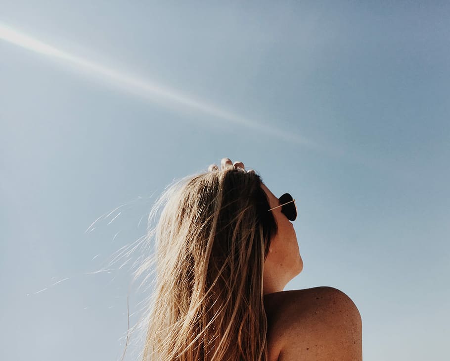 woman wearing gray framed aviators during day time, women, one Person HD wallpaper