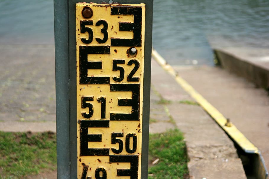 was measured, depth gauge, water level, river, high water, flood, HD wallpaper