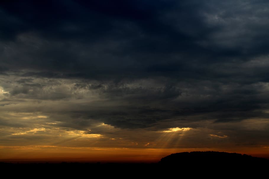 cloud, storm, twilight, sun, sky, landscape, cloud - sky, scenics - nature HD wallpaper