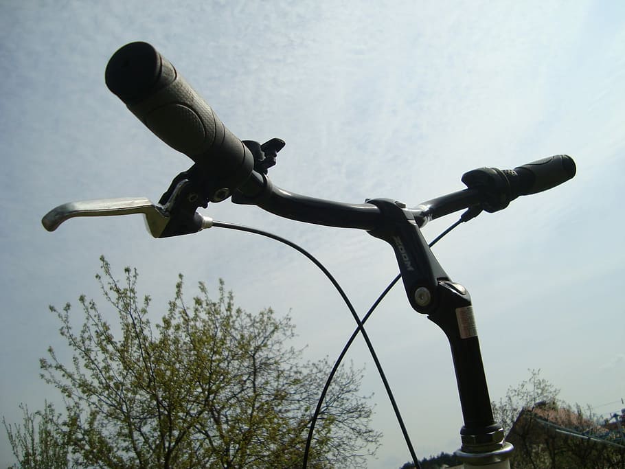 Bike, Steering Wheel, Brake, tree, day, flying, outdoors, low angle view, HD wallpaper