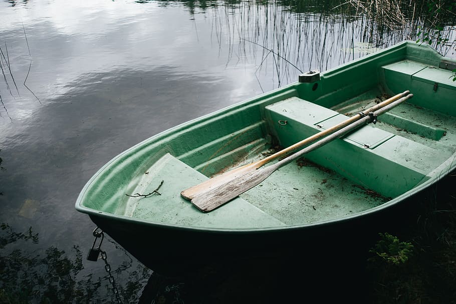 Old boat on lake, nature, nautical Vessel, water, outdoors, rowboat HD wallpaper