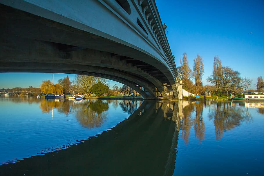 bridge, reflexion, river, reading, england, reflection, water HD wallpaper