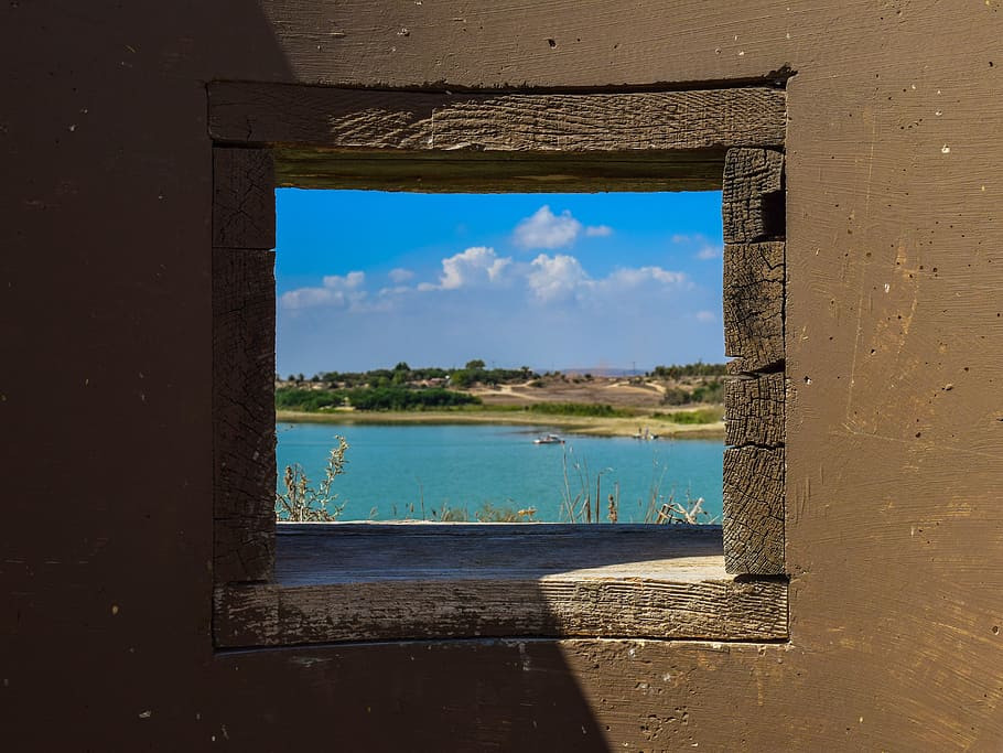 window, observation post, watching, observe, lake, water, sky HD wallpaper