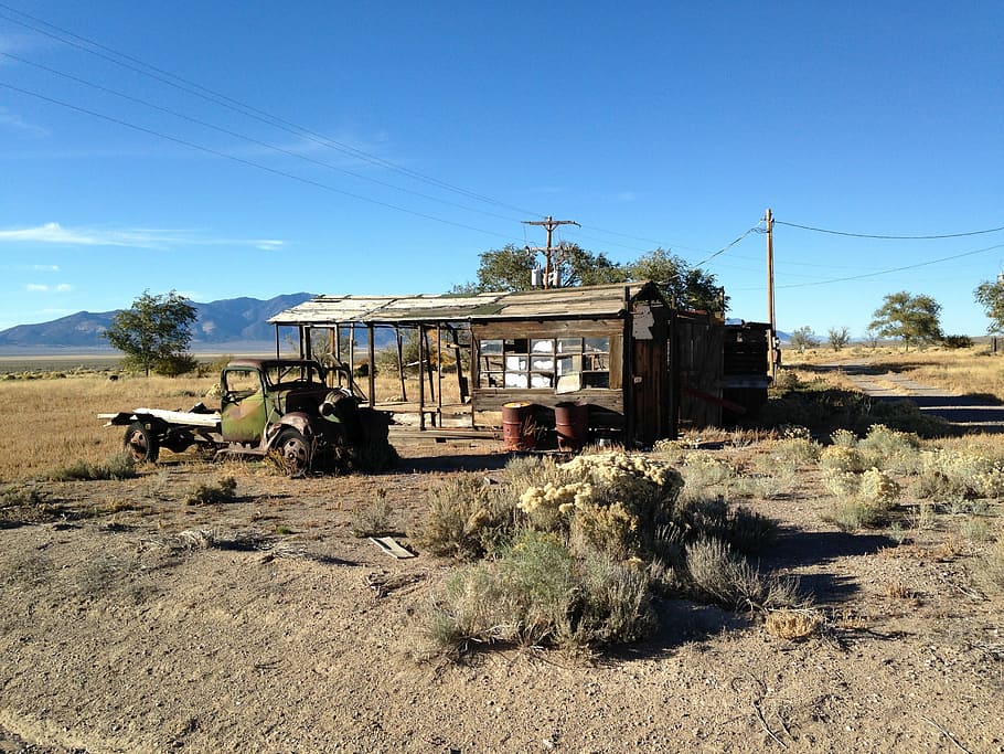 brown wooden house in the middle of field, Nevada, Abandoned, Building HD wallpaper